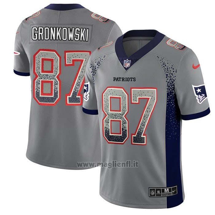 Maglia NFL Limited New England Patriots Gronkowsk Rush Drift Fashion Grigio